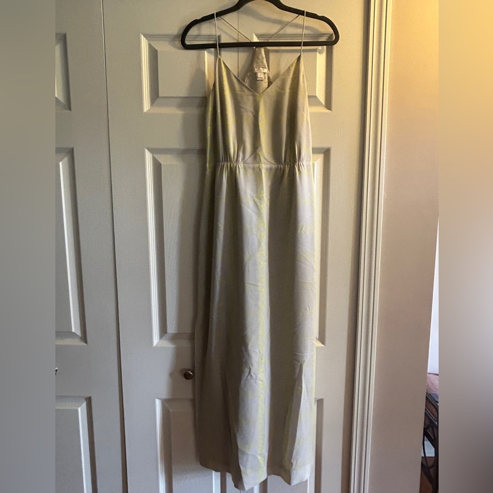 J Crew Gray Yellow Patterned Maxi Dress Size 2